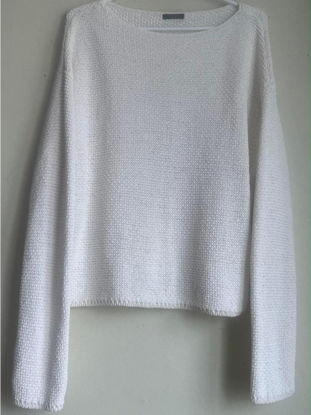 Massimo Dutti Cream Textured Crewneck Sweater